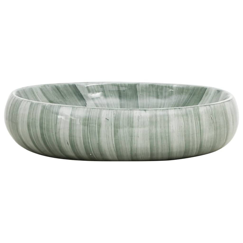 Benkeservant grønn oval 59x40x15 cm keramikk