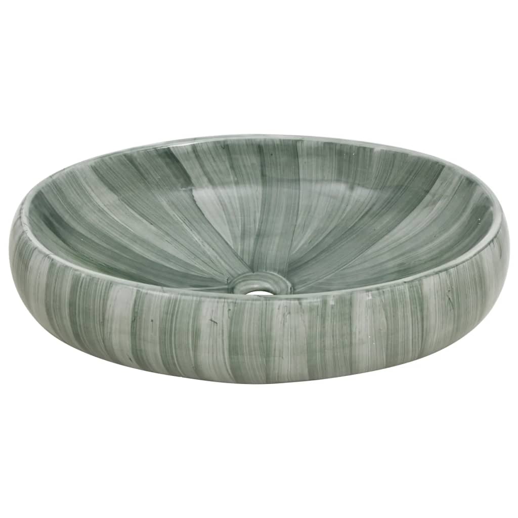 Benkeservant grønn oval 59x40x15 cm keramikk