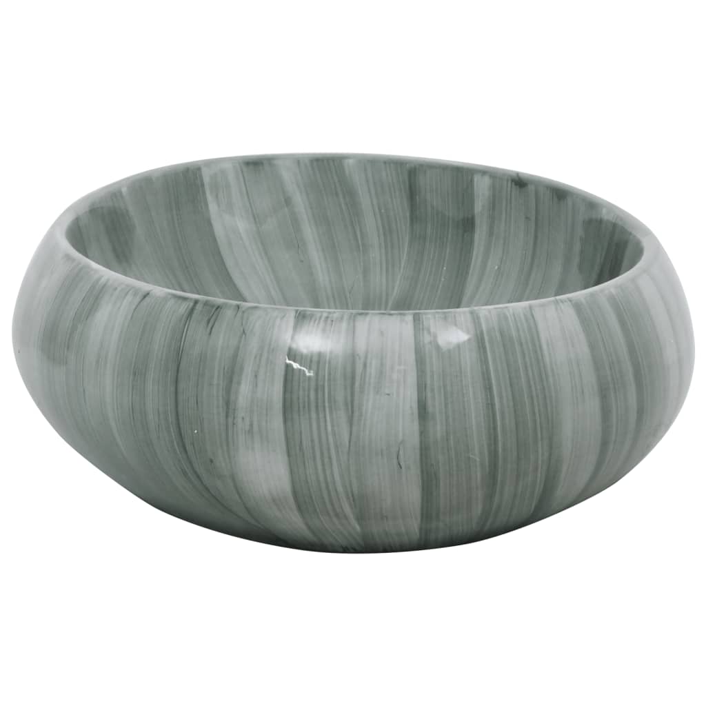 Benkeservant grønn oval 59x40x15 cm keramikk