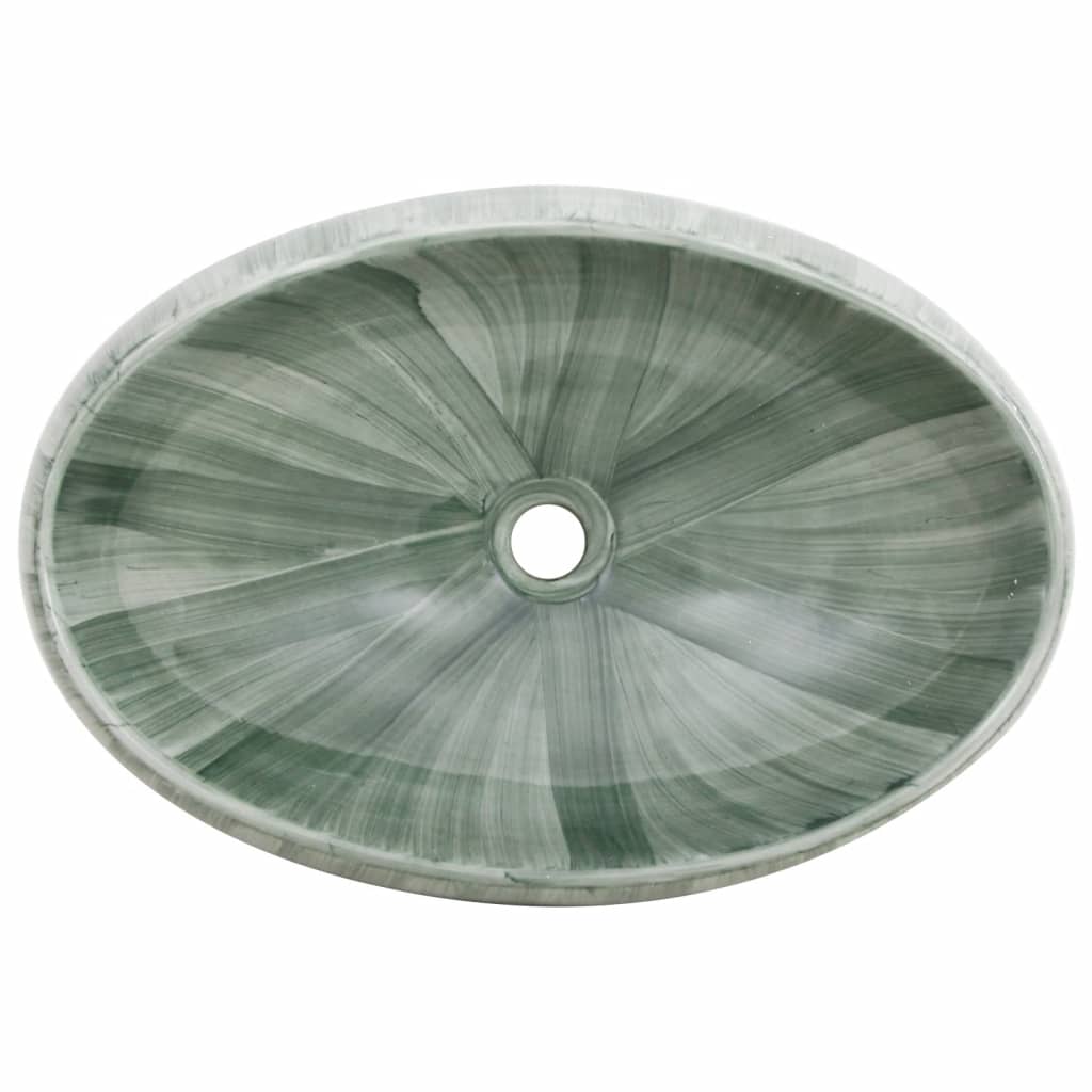 Benkeservant grønn oval 59x40x15 cm keramikk