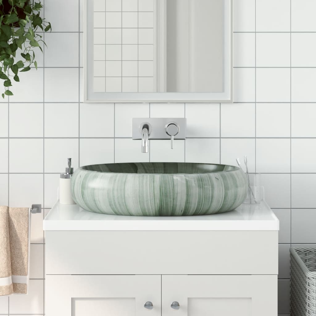 Benkeservant grønn oval 59x40x15 cm keramikk