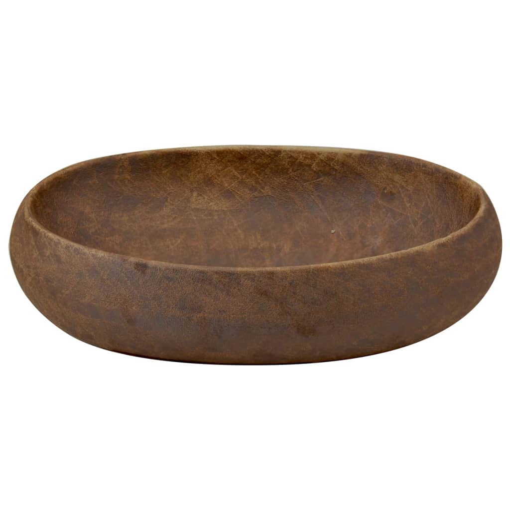 Benkeservant brun oval 59x40x15 cm keramikk