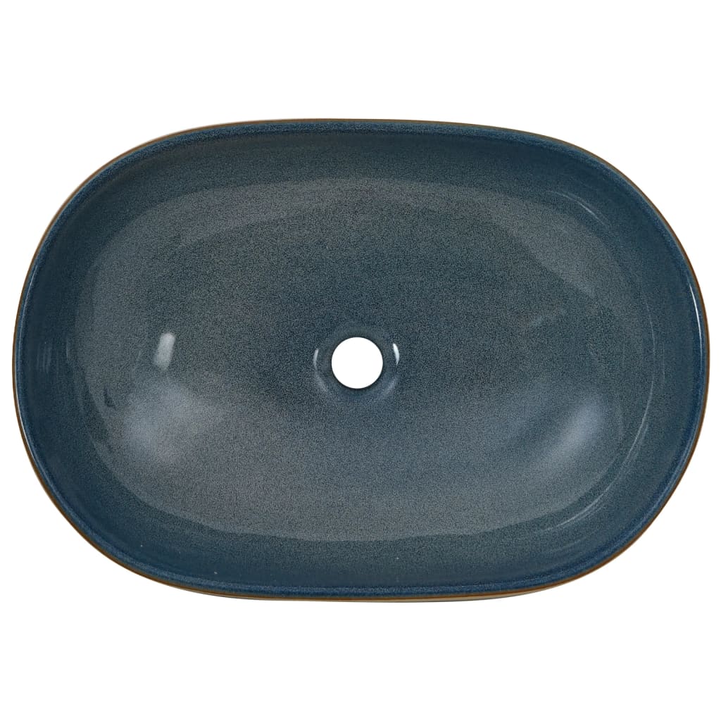 Benkeservant sand og blå oval 59x40x14 cm keramikk vidaXL