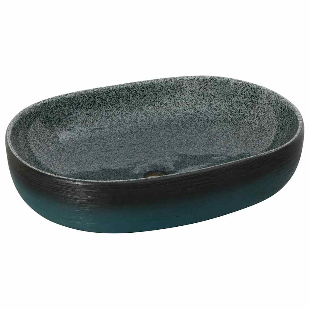 Benkeservant turkis oval 59x40x14 cm keramikk vidaXL