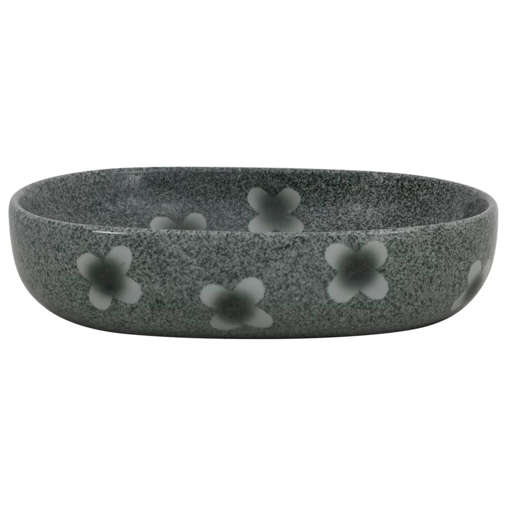 Benkeservant blå oval 59x40x14 cm keramikk