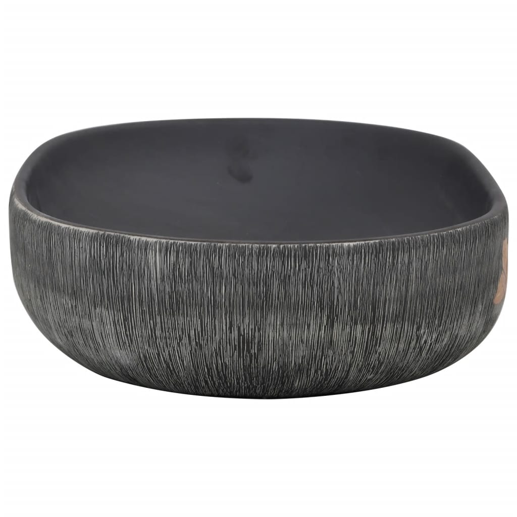 Benkeservant grå og svart oval 59x40x14 cm keramikk vidaXL