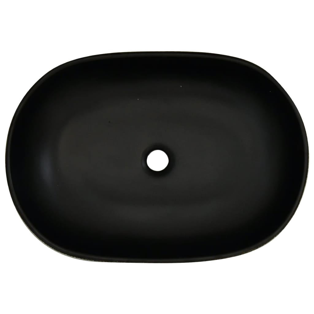 Benkeservant grå og svart oval 59x40x14 cm keramikk vidaXL