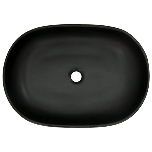 Benkeservant grå og svart oval 59x40x14 cm keramikk