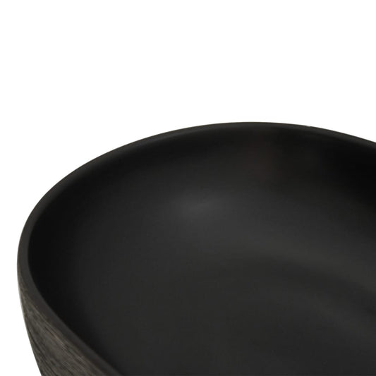 Benkeservant grå og svart oval 59x40x14 cm keramikk