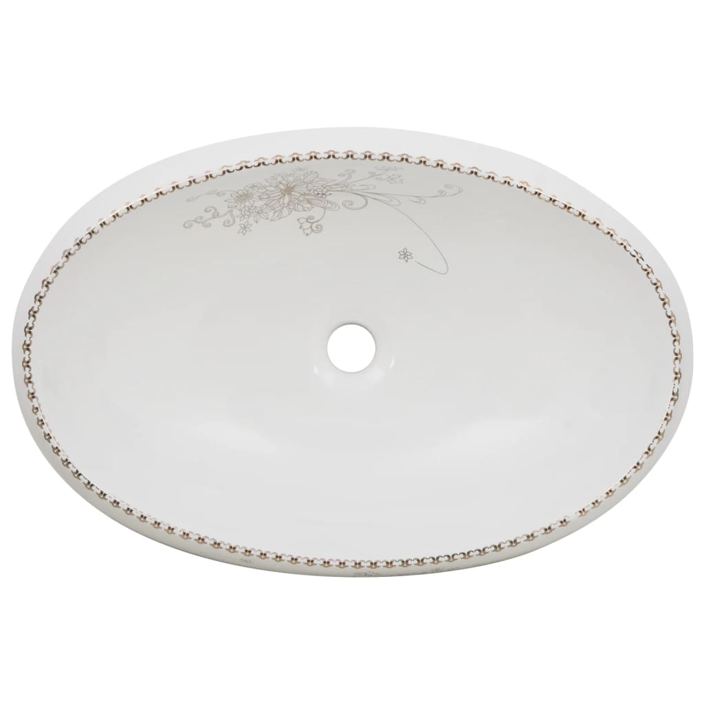 Benkeservant hvit oval 59x40x15 cm keramikk