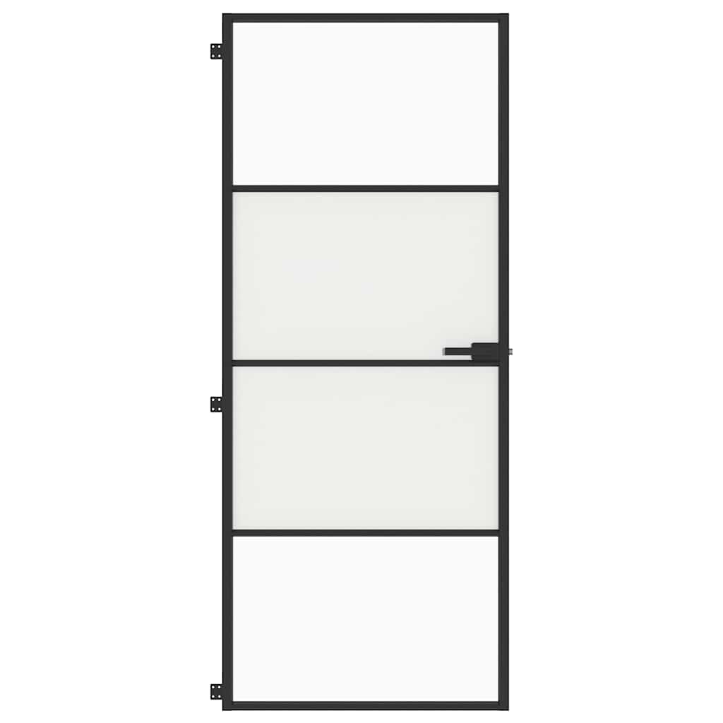 Innerdør slank svart 83x201,5 cm herdet glass og aluminium