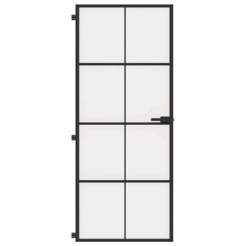 Innerdør slank svart 83x201,5 cm herdet glass og aluminium