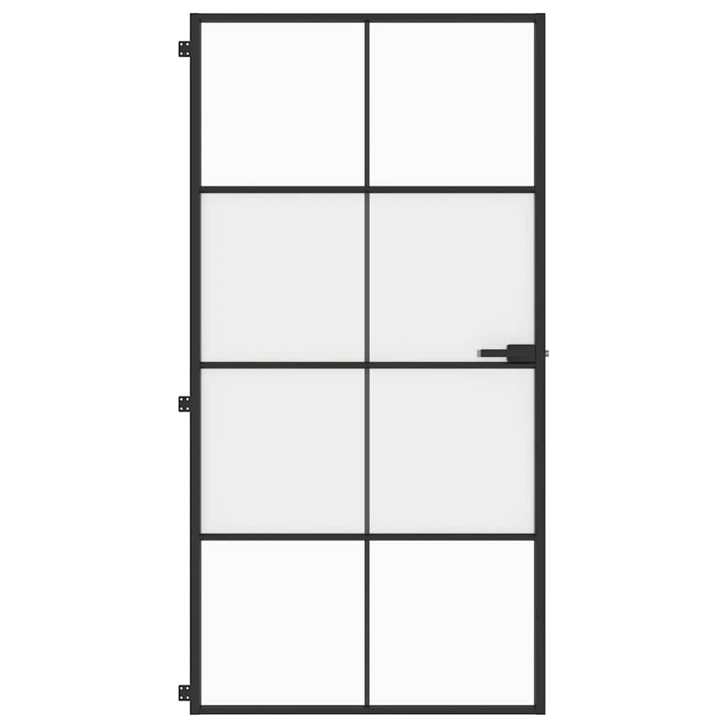Innerdør slank svart 102,5x201,5 cm herdet glass og aluminium