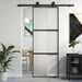 Skyvedør svart 76x205 cm herdet glass og aluminium
