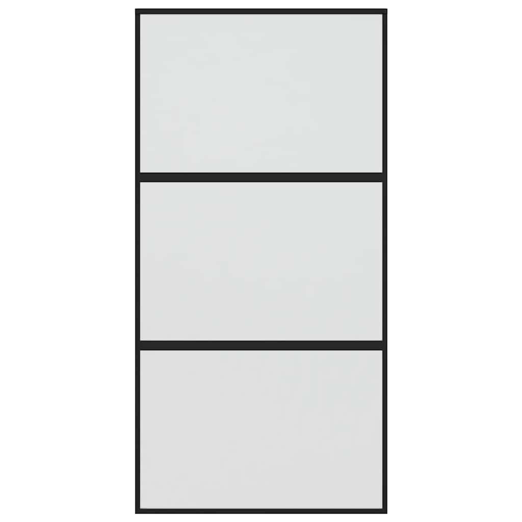 Skyvedør svart 102,5x205 cm herdet glass og aluminium