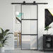 Skyvedør svart 76x205 cm herdet glass og aluminium