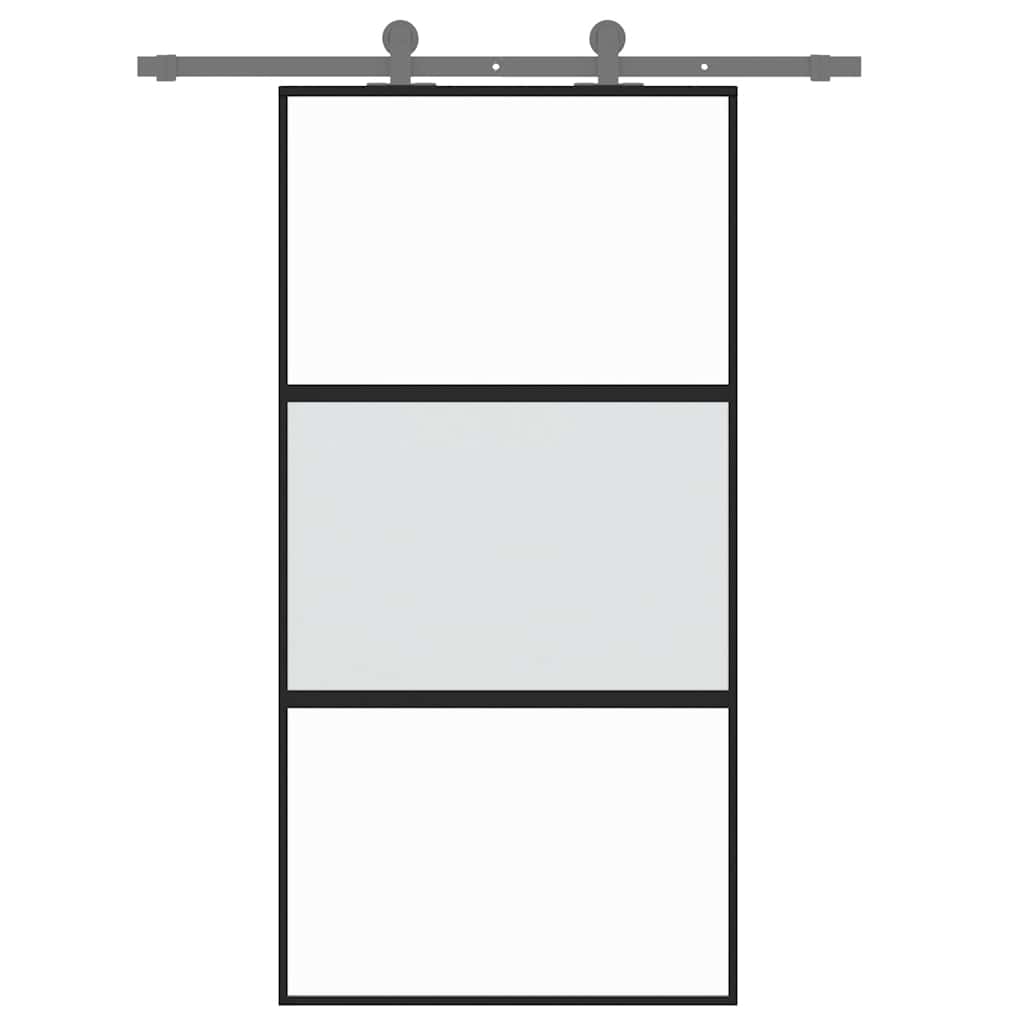 Skyvedør svart 102,5x205 cm herdet glass og aluminium