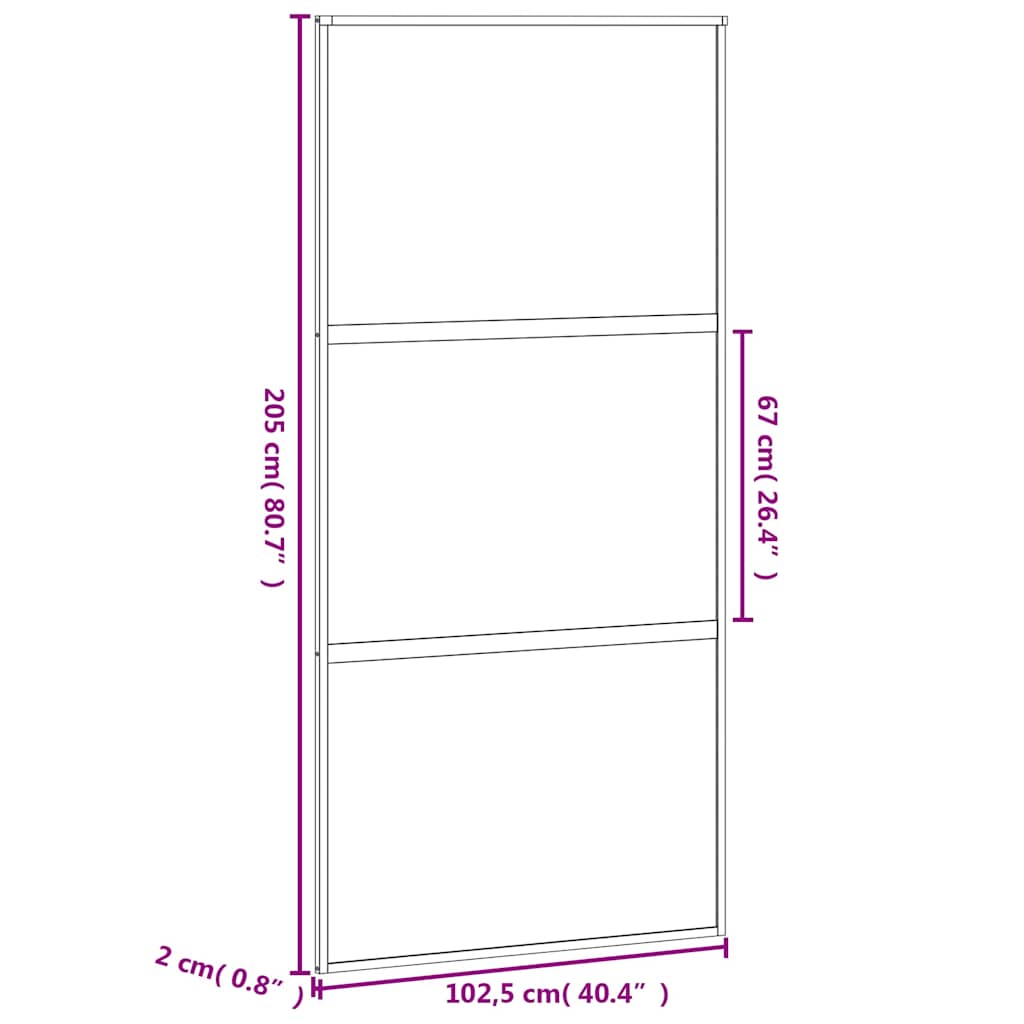 Skyvedør hvit 102,5x205 cm herdet glass og aluminium