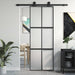 Skyvedør svart 76x205 cm herdet glass og aluminium