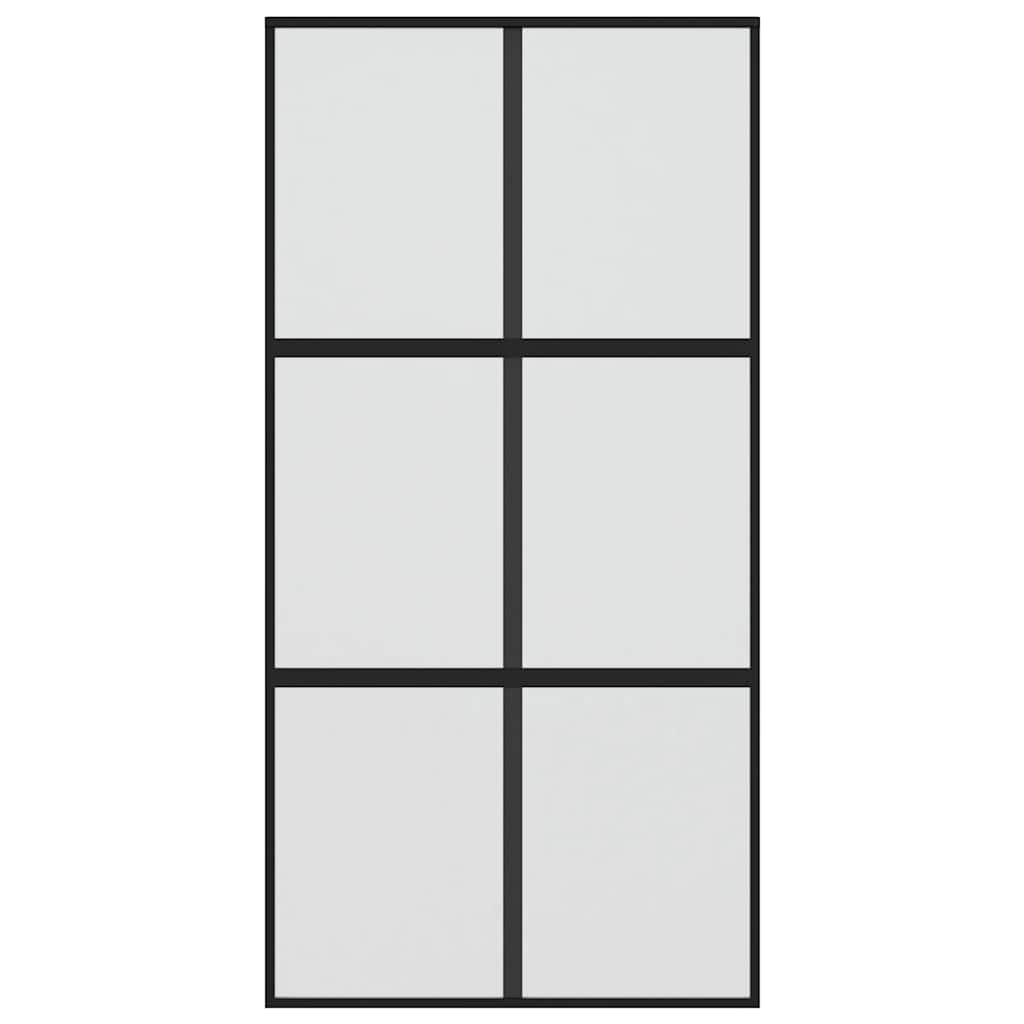 Skyvedør svart 102,5x205 cm herdet glass og aluminium