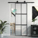 Skyvedør svart 76x205 cm herdet glass og aluminium