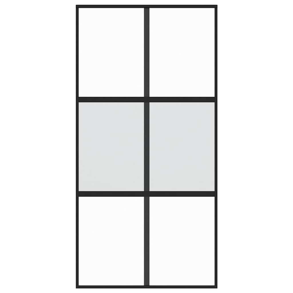 Skyvedør svart 102,5x205 cm herdet glass og aluminium