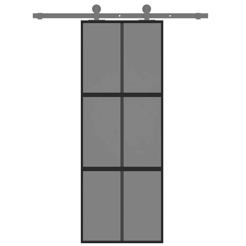 Skyvedør svart 76x205 cm herdet glass og aluminium