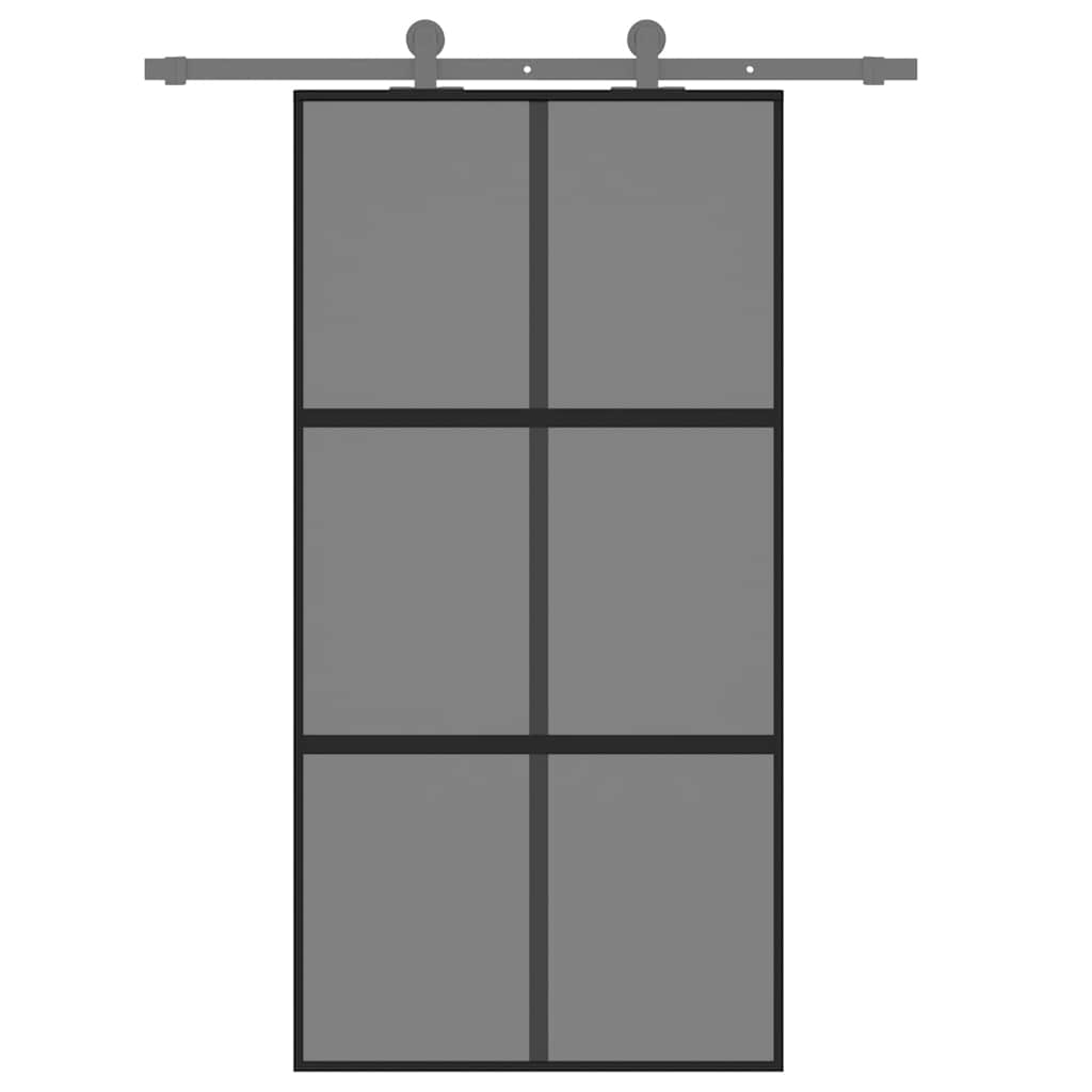 Skyvedør svart 102,5x205 cm herdet glass og aluminium
