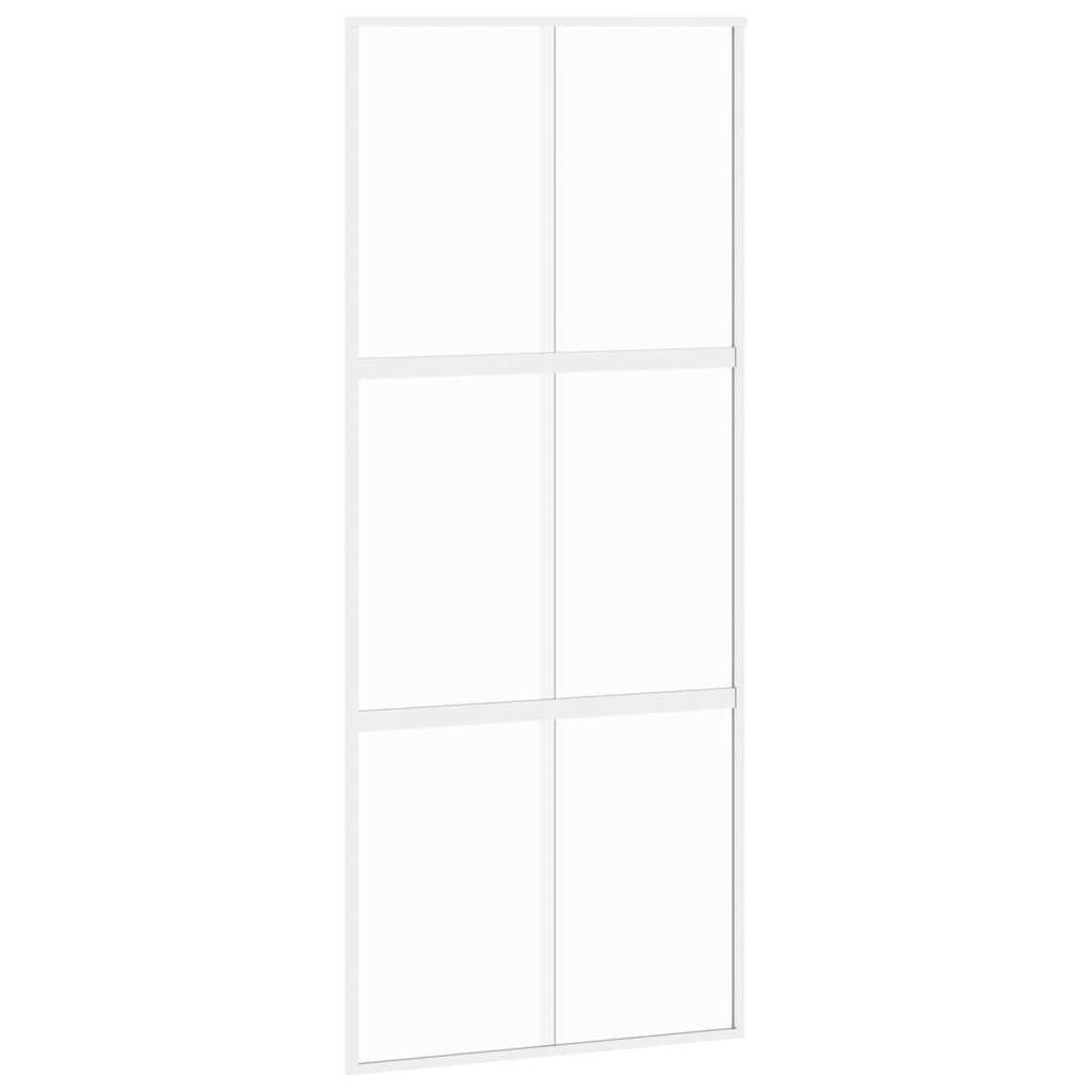 Skyvedør hvit 90x205 cm herdet glass og aluminium