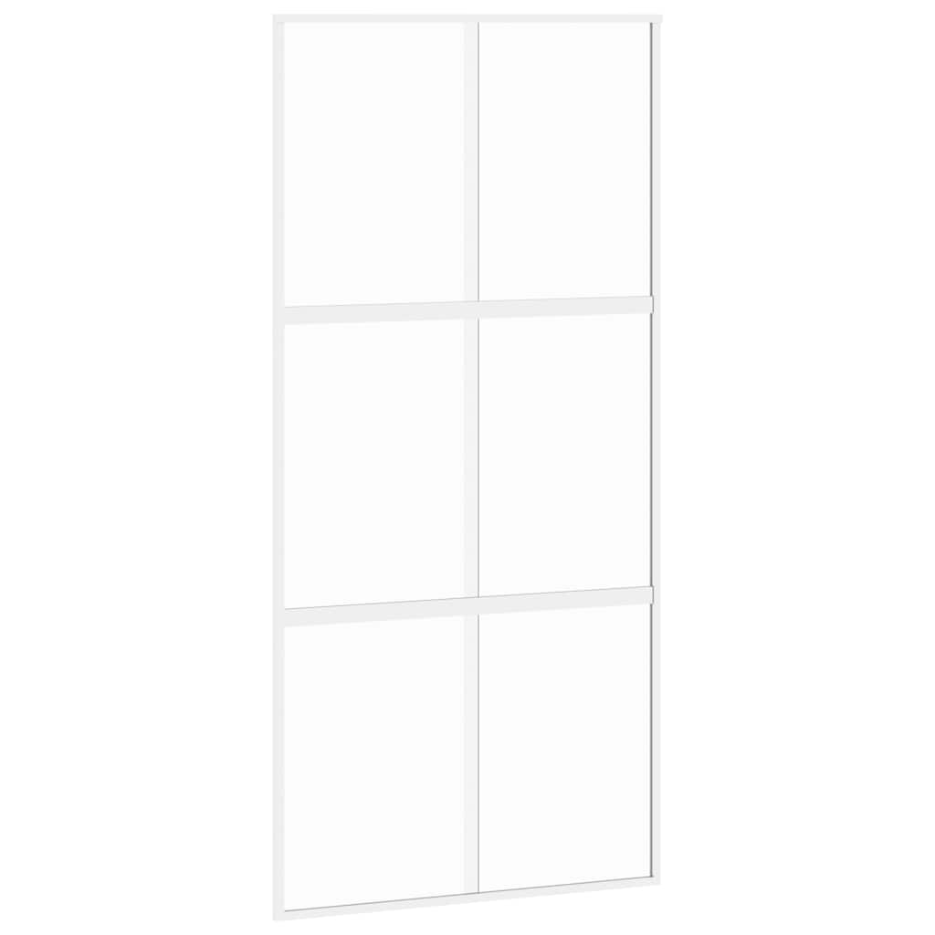 Skyvedør hvit 102,5x205 cm herdet glass og aluminium