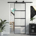 Skyvedør svart 76x205 cm herdet glass og aluminium