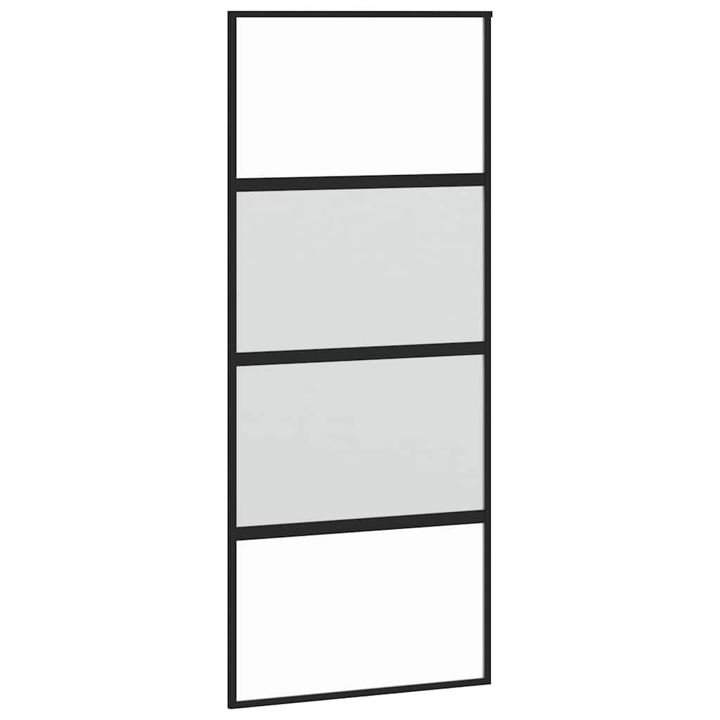 Skyvedør svart 90x205 cm herdet glass og aluminium
