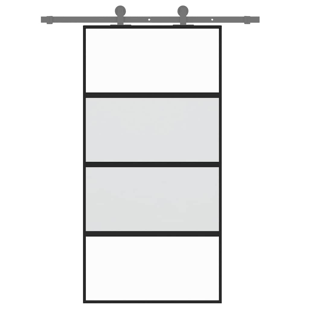 Skyvedør svart 102,5x205 cm herdet glass og aluminium