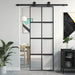 Skyvedør svart 76x205 cm herdet glass og aluminium