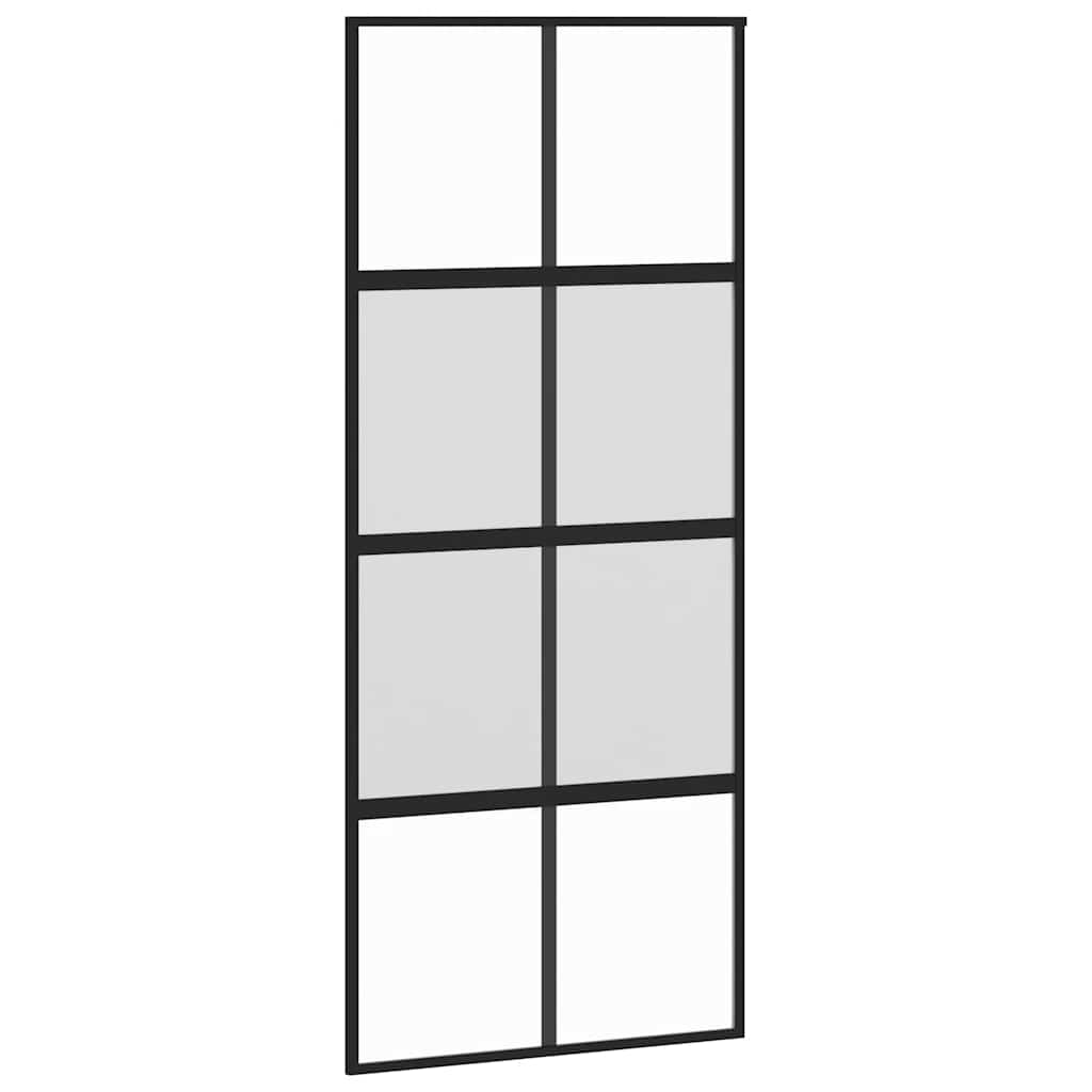 Skyvedør svart 90x205 cm herdet glass og aluminium