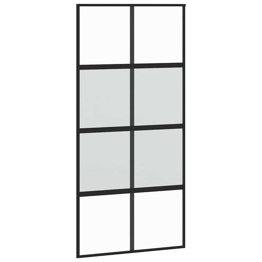 Skyvedør svart 102,5x205 cm herdet glass og aluminium