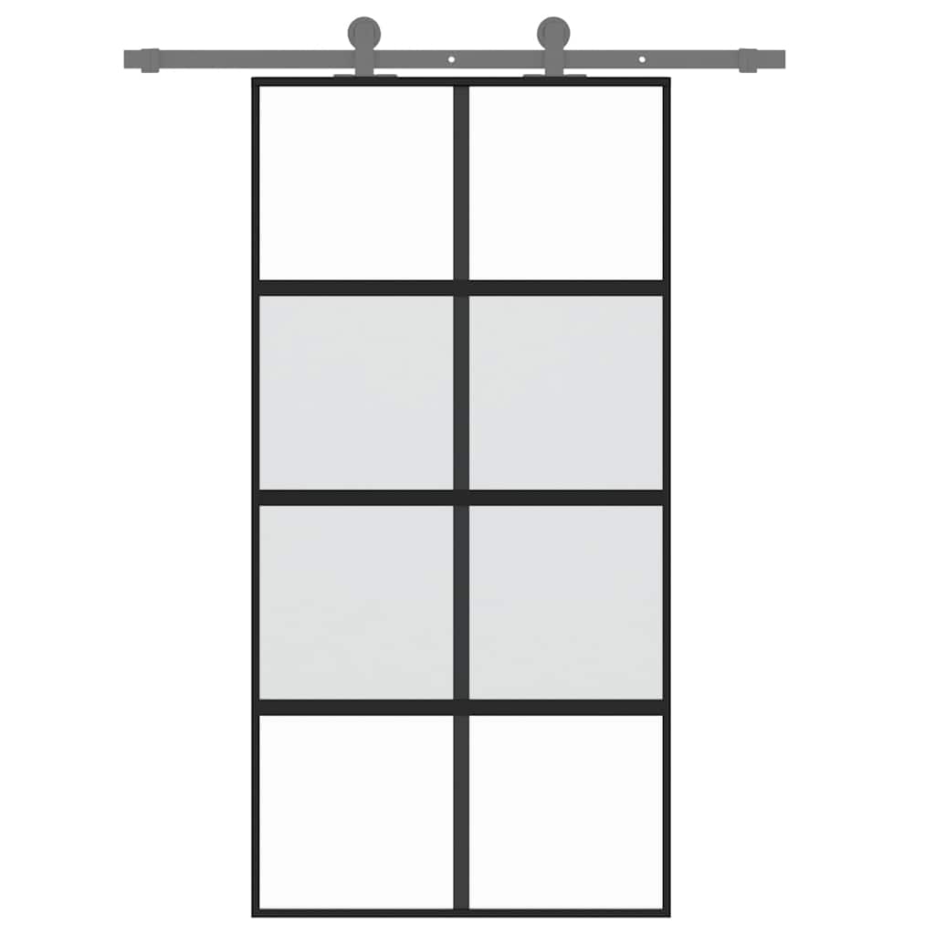 Skyvedør svart 102,5x205 cm herdet glass og aluminium