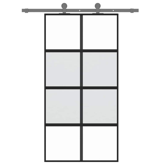 Skyvedør svart 102,5x205 cm herdet glass og aluminium