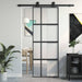Skyvedør svart 76x205 cm herdet glass og aluminium