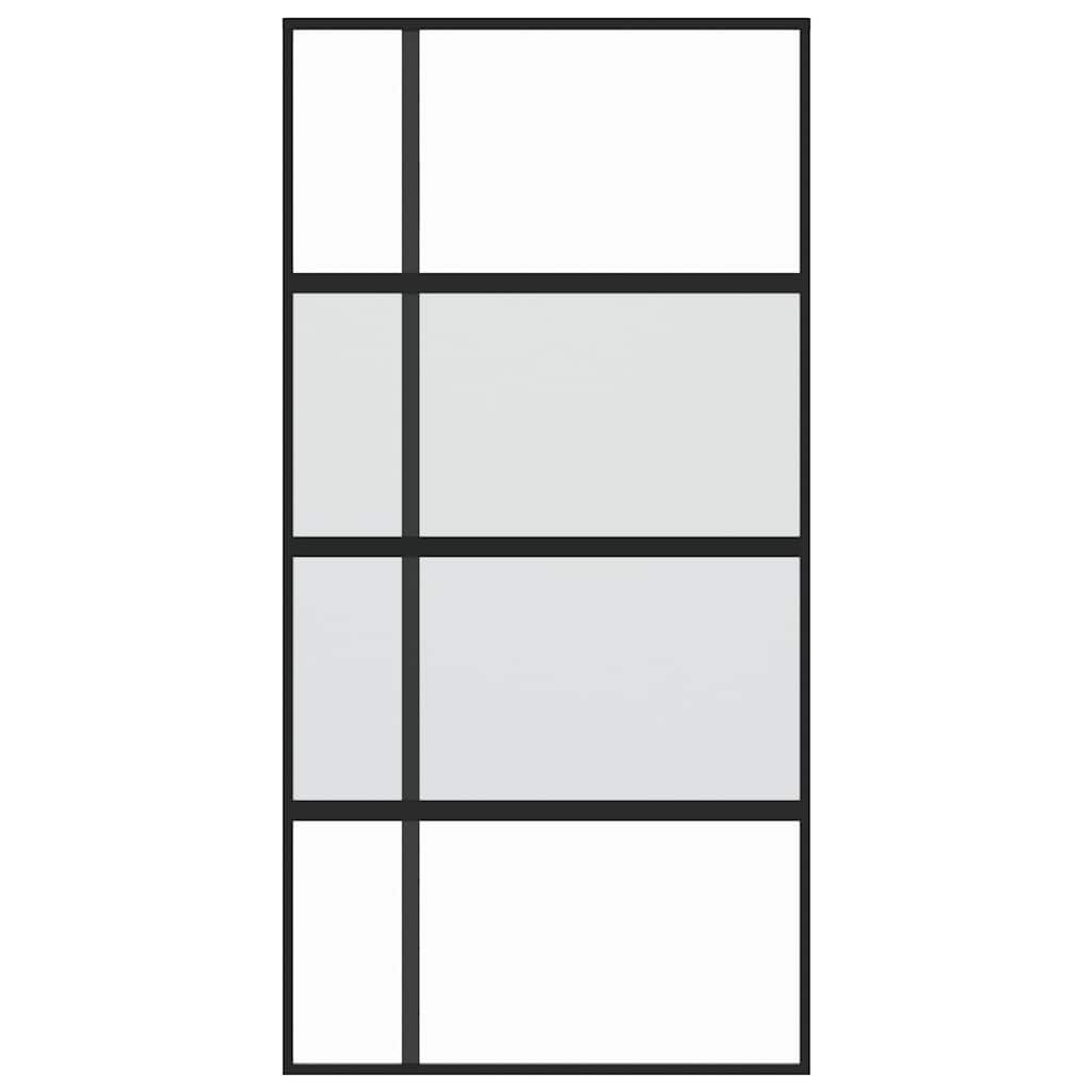 Skyvedør svart 102,5x205 cm herdet glass og aluminium