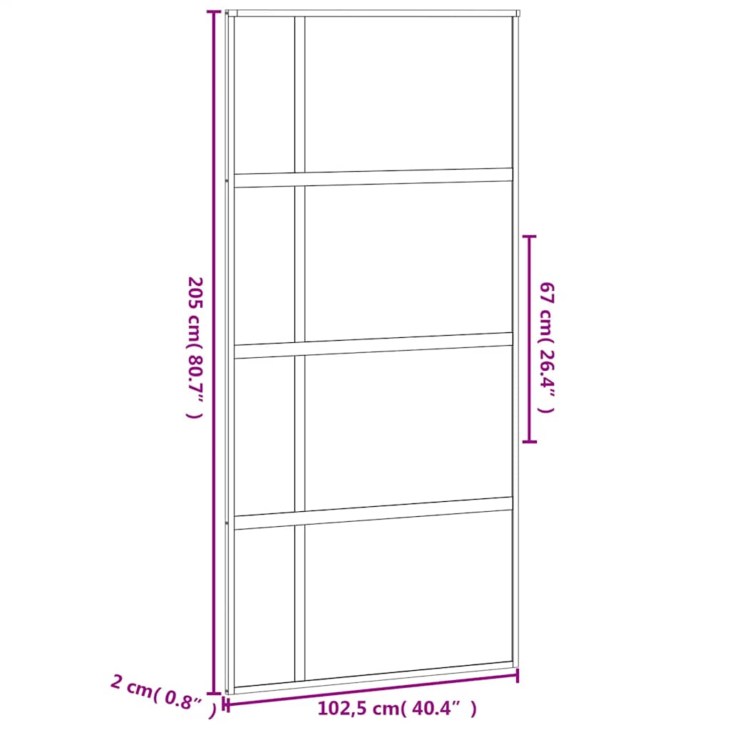 Skyvedør svart 102,5x205 cm herdet glass og aluminium