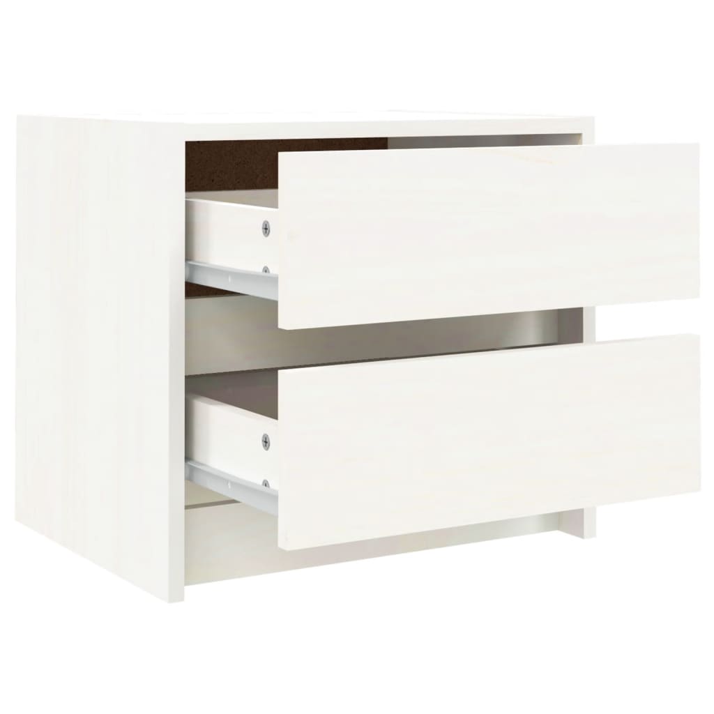 Nattbord hvit 40x31x35,5 cm heltre furu