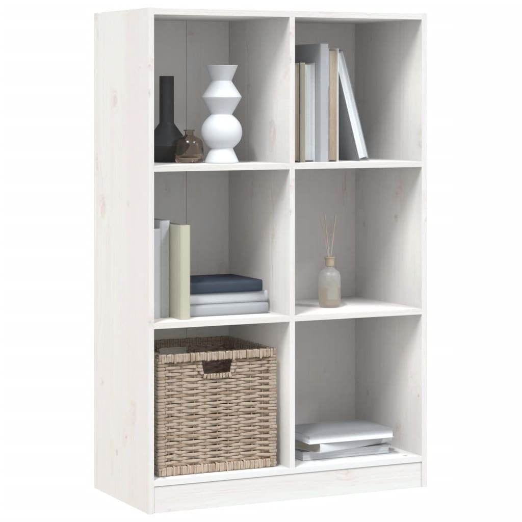 Bokhylle hvit 70x33x110 cm heltre furu