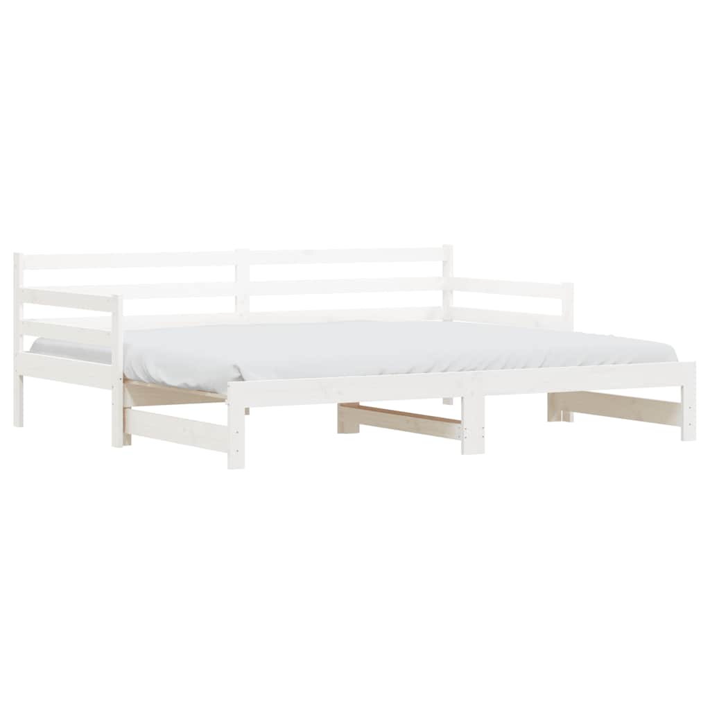 Uttrekkbar dagseng hvit 90x200 cm heltre furu