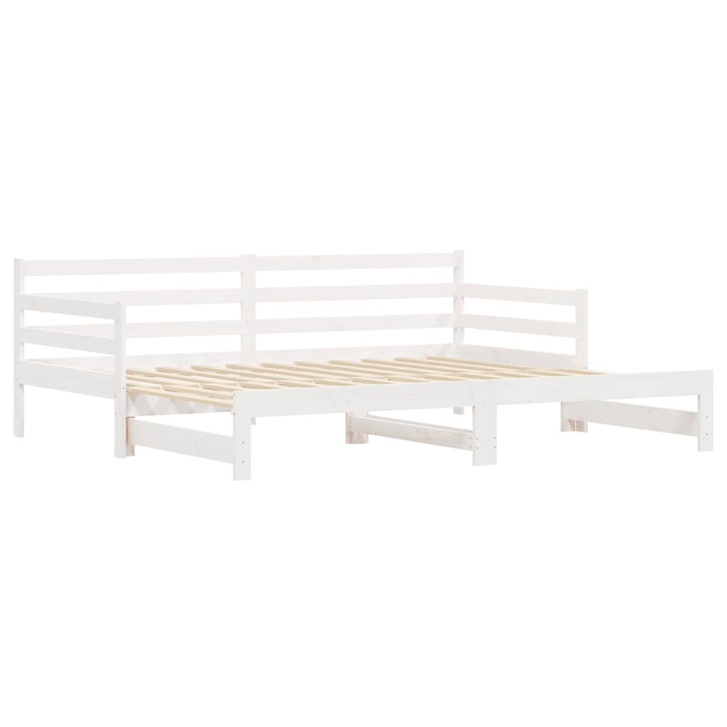 Uttrekkbar dagseng hvit 90x200 cm heltre furu vidaXL