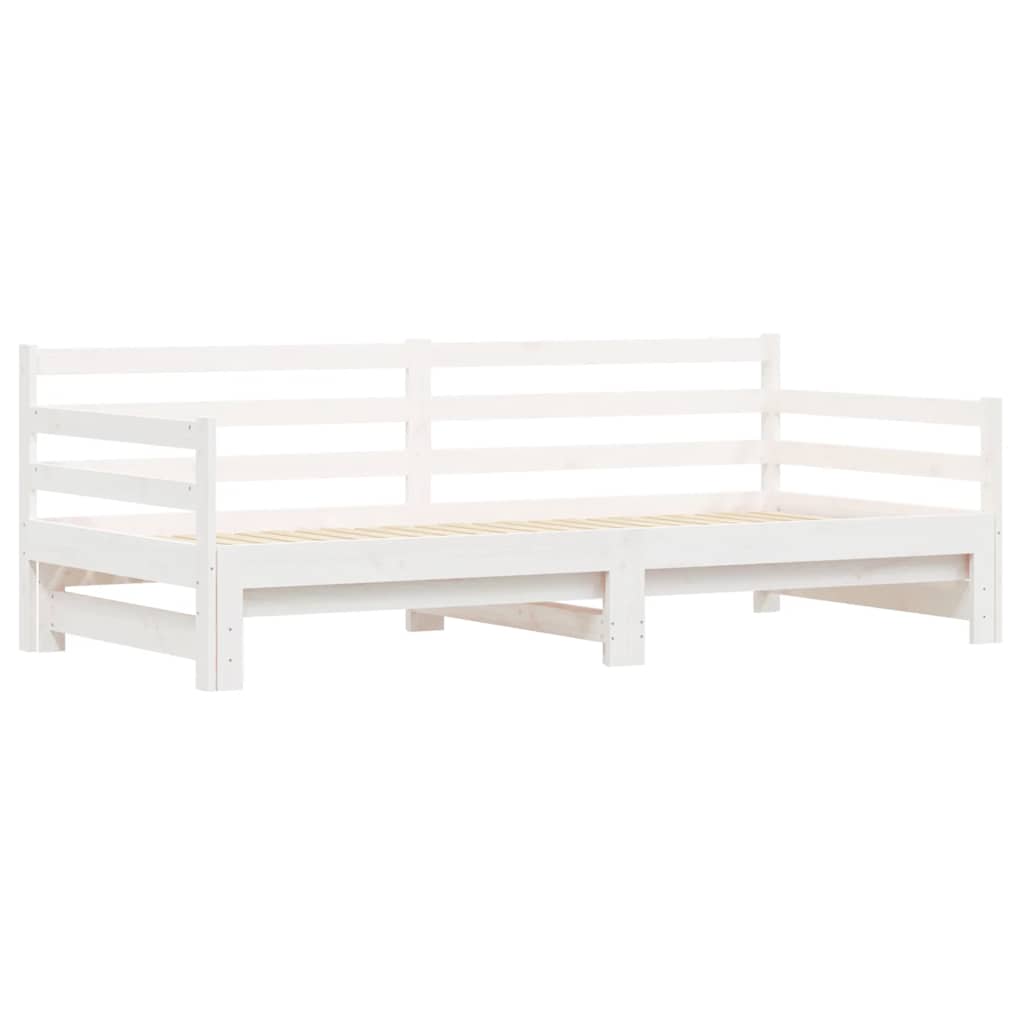 Uttrekkbar dagseng hvit 90x200 cm heltre furu vidaXL