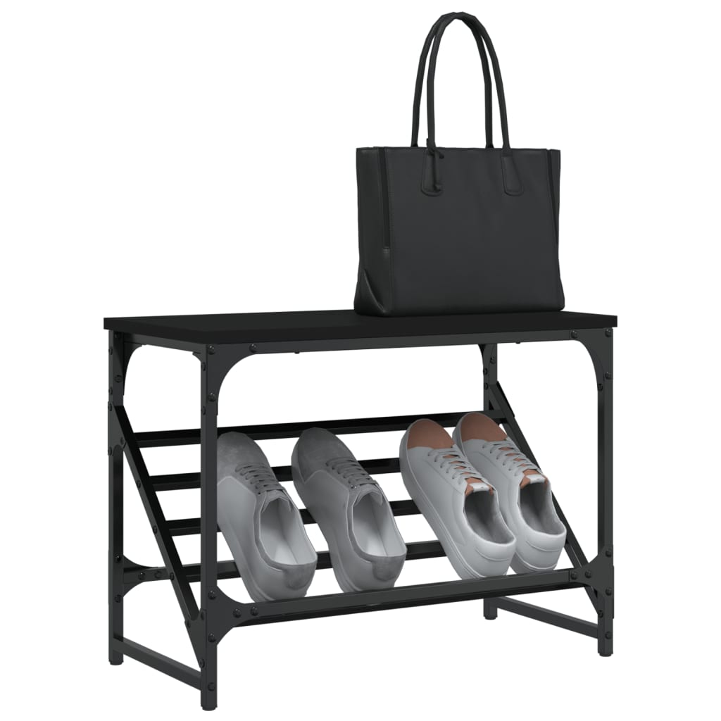 Skohylle svart 60x30x45 cm konstruert tre