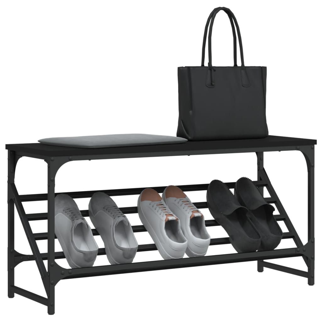 Skohylle svart 90x30x45 cm konstruert tre