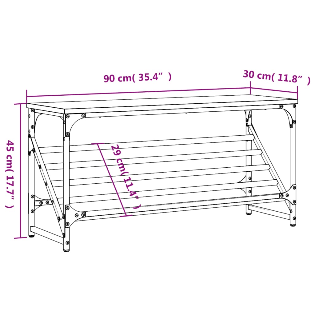 Skohylle svart 90x30x45 cm konstruert tre