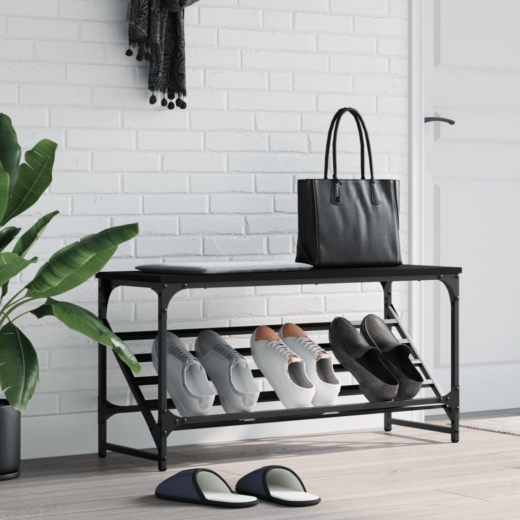 Skohylle svart 90x30x45 cm konstruert tre